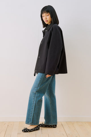 Time Contrast Collar Jacket Black