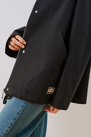 Time Contrast Collar Jacket Black