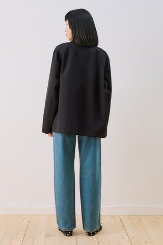 Time Contrast Collar Jacket Black