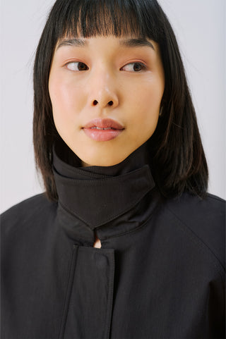 Time Contrast Collar Jacket Black