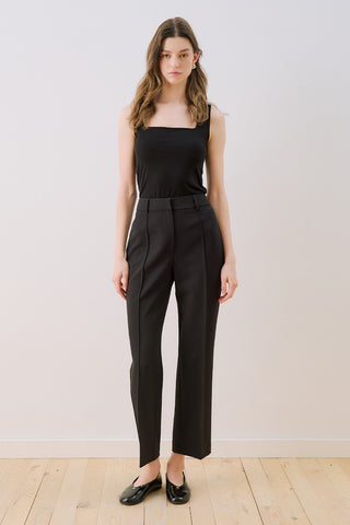 Cropped Straight Trousers Black