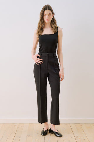 Cropped Straight Trousers Black