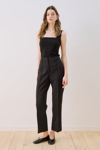 Cropped Straight Trousers Black