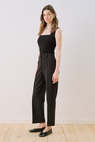 Cropped Straight Trousers Black