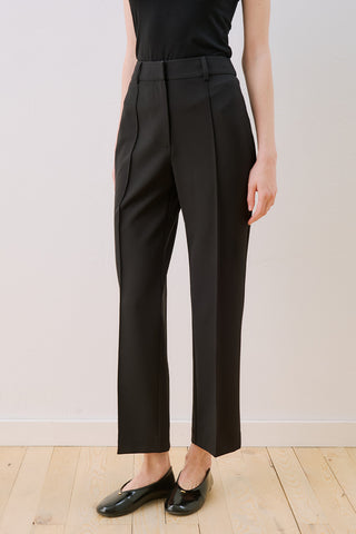 Cropped Straight Trousers Black