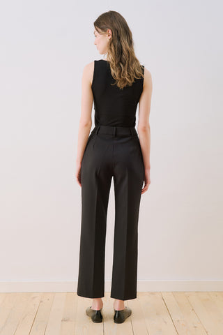 Cropped Straight Trousers Black
