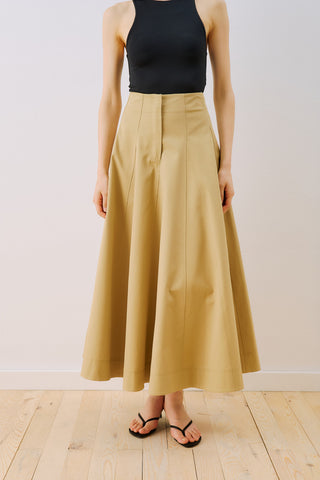Panelled Gabardine Skirt Camel
