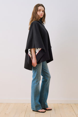 Wide Collar Cape Jacket Black