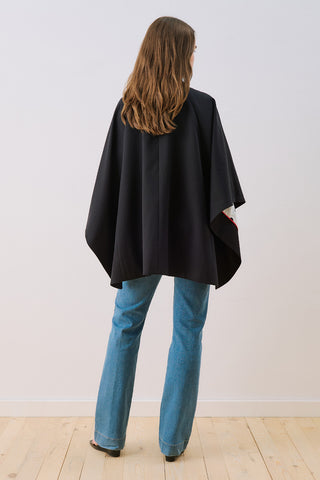 Wide Collar Cape Jacket Black