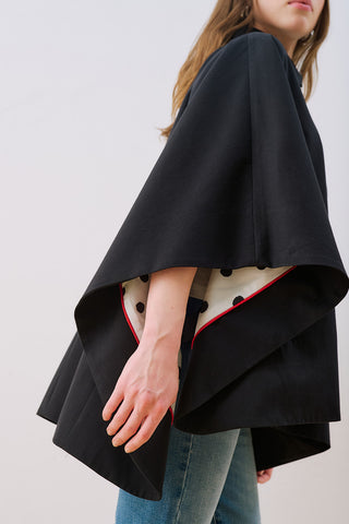 Wide Collar Cape Jacket Black