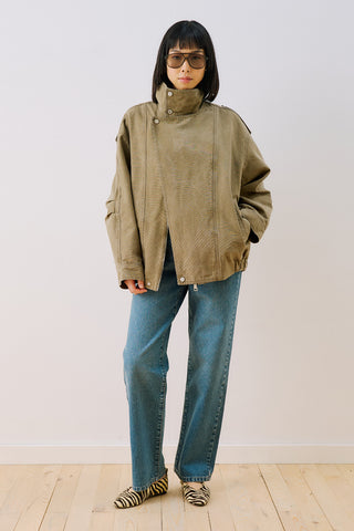 Washed Effect Statement Jacket Dark Green