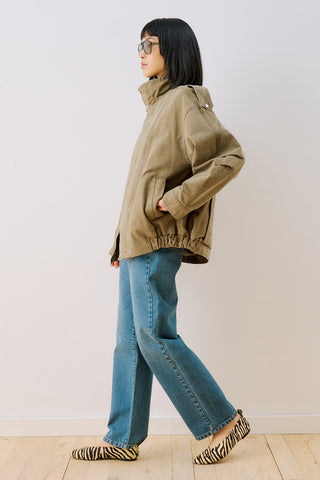 Washed Effect Statement Jacket Dark Green