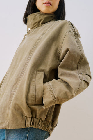 Washed Effect Statement Jacket Dark Green