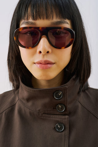 Henna High Neck Trench Coat Brown