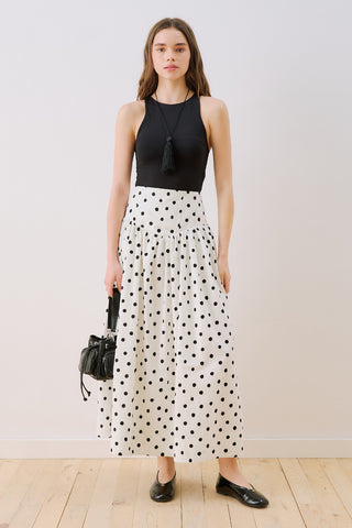 Corset Detail Maxi Skirt Polka Dot