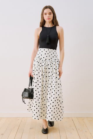 Corset Detail Maxi Skirt Polka Dot