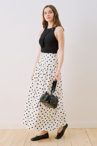 Corset Detail Maxi Skirt Polka Dot
