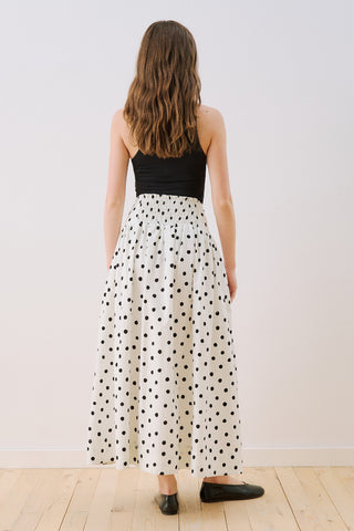 Corset Detail Maxi Skirt Polka Dot