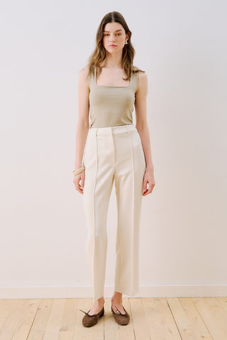 Cropped Straight Trousers Ecru