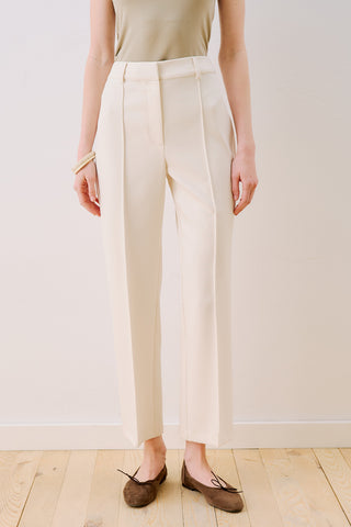 Cropped Straight Trousers Ecru