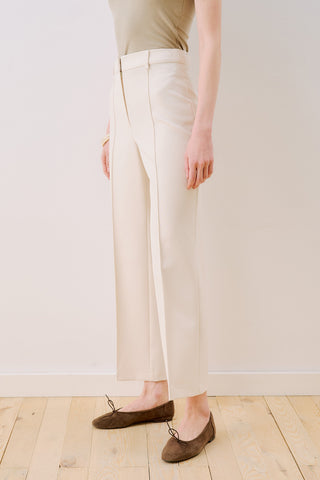 Cropped Straight Trousers Ecru