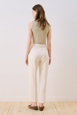 Cropped Straight Trousers Ecru