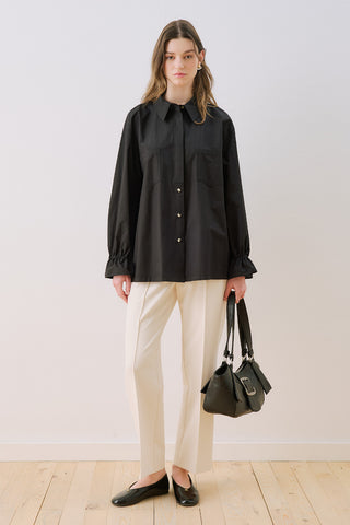Lenny Pleat Detail Shirt Black