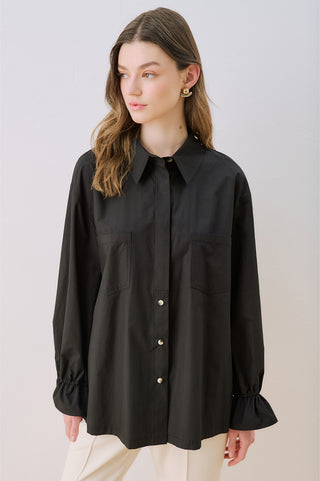 Lenny Pleat Detail Shirt Black