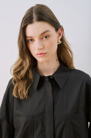 Lenny Pleat Detail Shirt Black