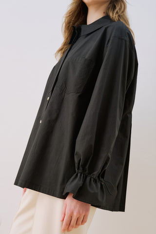 Lenny Pleat Detail Shirt Black