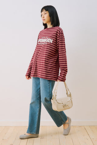 Oversized Striped T-Shirt Burgundy