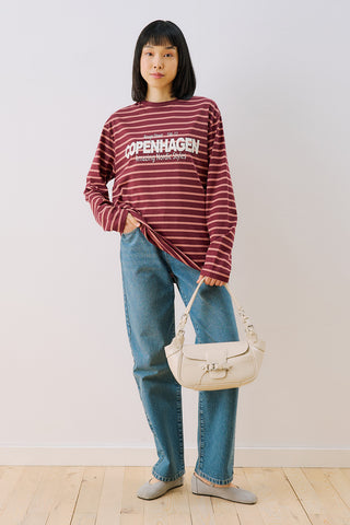 Oversized Striped T-Shirt Burgundy