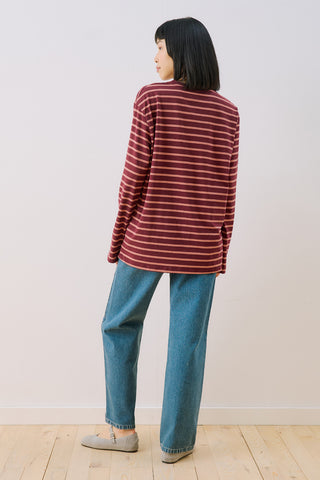 Oversized Striped T-Shirt Burgundy