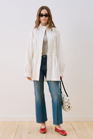 Dina Pleat Detail Jacket Ecru