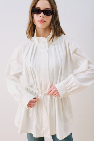 Dina Pleat Detail Jacket Ecru