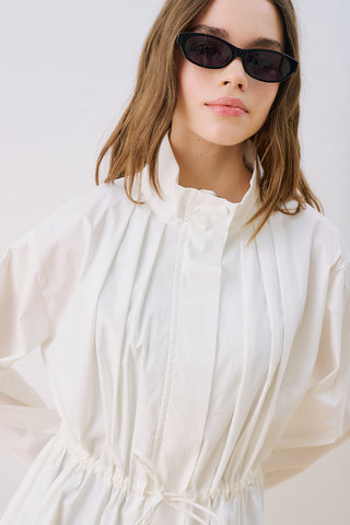 Dina Pleat Detail Jacket Ecru