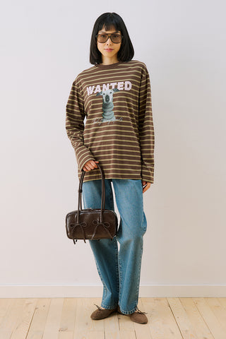 Oversized Striped T-Shirt Brown