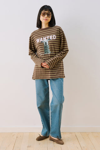 Oversized Striped T-Shirt Brown