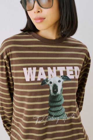 Oversized Striped T-Shirt Brown