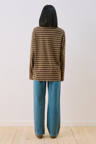 Oversized Striped T-Shirt Brown