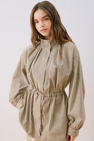 Dina Pleat Detail Jacket Brown