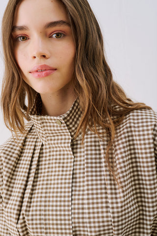Dina Pleat Detail Jacket Brown