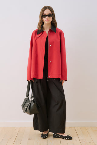 Time Contrast Collar Jacket Red