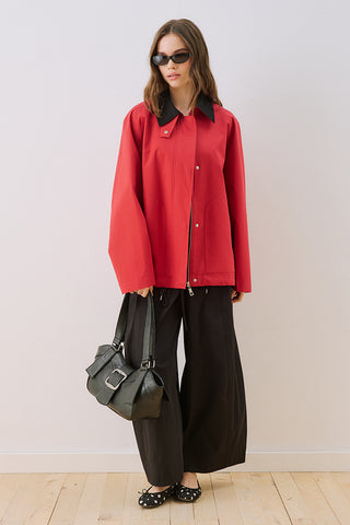 Time Contrast Collar Jacket Red