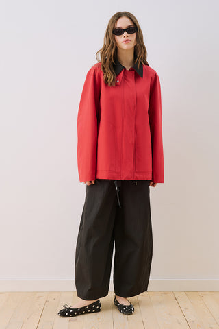 Time Contrast Collar Jacket Red