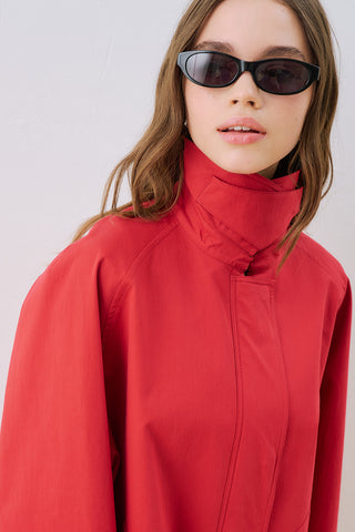 Time Contrast Collar Jacket Red