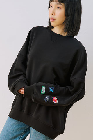 Oversized Sweatshirt With Label Detail Black