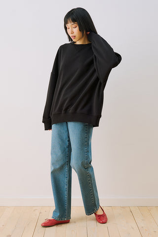 Oversized Sweatshirt With Label Detail Black