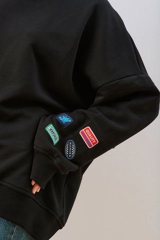Oversized Sweatshirt With Label Detail Black