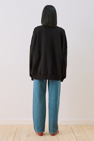 Oversized Sweatshirt With Label Detail Black